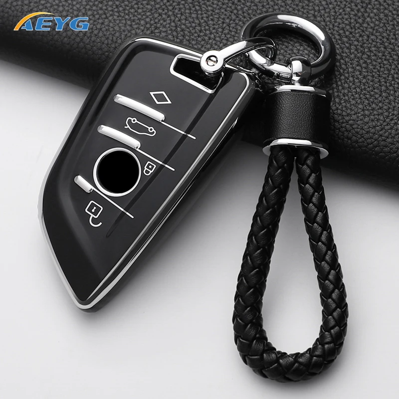 TPU Car Remote Key Case Cover Shell Fob For BMW X1 X3 X4 X5 X6 F15 F16 G30 3 5 7 Series G11 F48 Accessories Keychain