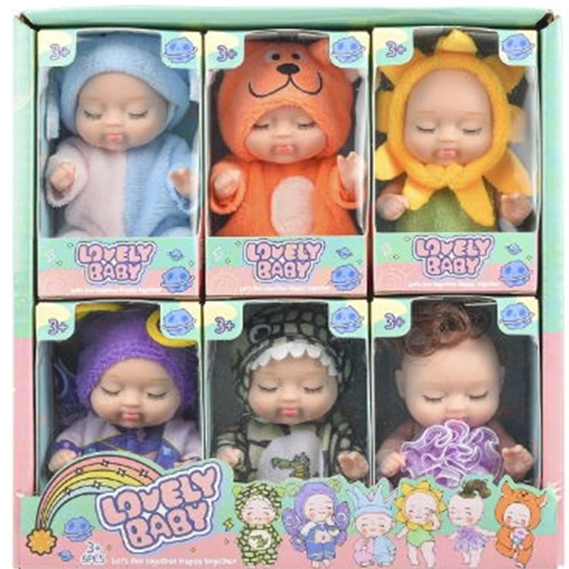 Conjunto de minimuñecas realistas para dormir, conjunto de 6 u 8 piezas, adorables, con mariposa, cocodrilo y girasol