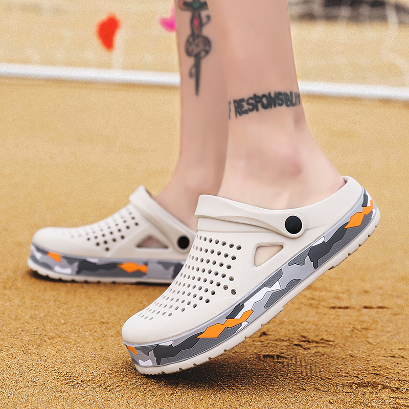 Sapatos masculinos casuais de verão, antiderrapantes, leves e respiráveis, duas sandálias masculinas, moda confortável, sapatos de praia, chinelos