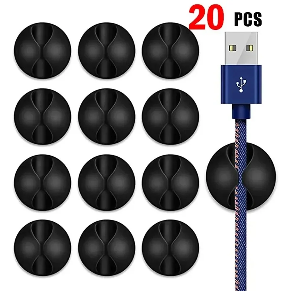 20pcs Data Cable Holders Charger Line Clip Easy to install For Computer/Tablet/Cellphone Wire Organization Household Accessories