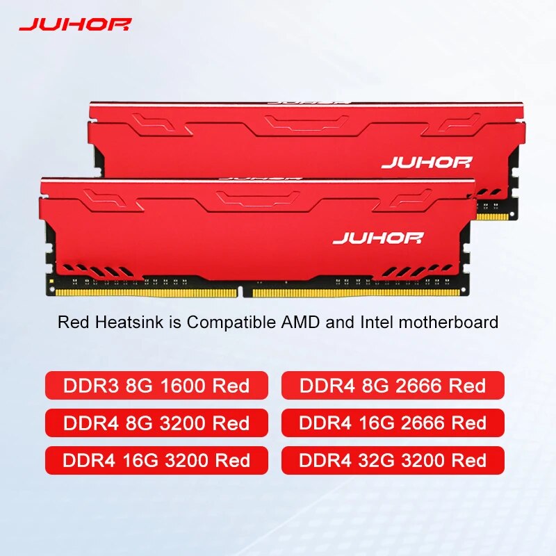 Juhor ddr4 ram 16gb 8gb 32gb 2666mhz 3200mhz ddr3 8gb 1600mhz dimm memória de desktop nova memoria rams com dissipador de calor