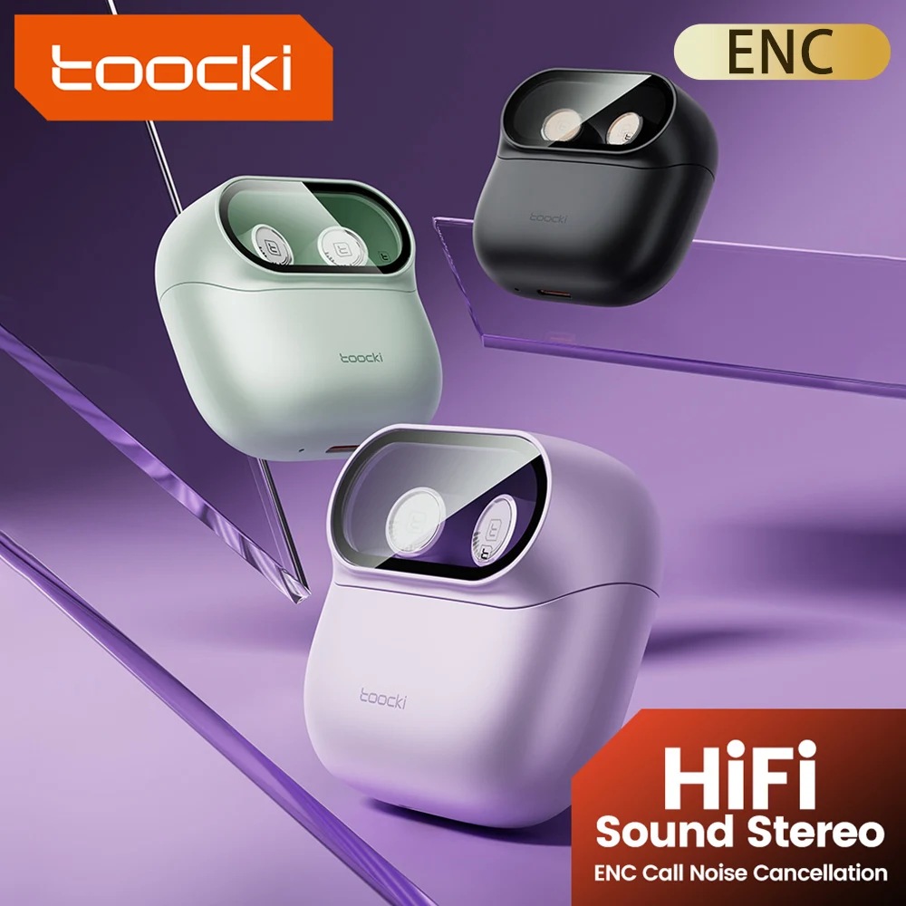 Toocki ENC Bluetooth 5,3 наушники TWS HiFi звук стерео наушники с микрофоном беспроводная водонепроницаемая гарнитура-вкладыш для мобильного телефона