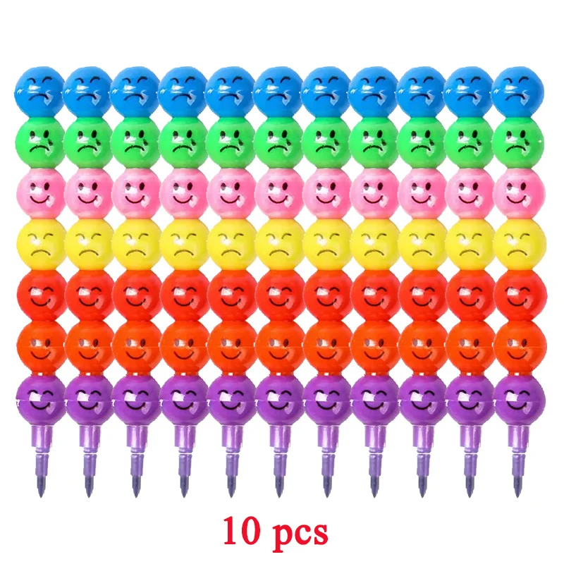 1/5/10 Pcs Creative 7 Colors Sugar-Coated Round Gourd crayon Cartoon Graffiti Pen Fun Learning Stationery Gifts For Kids