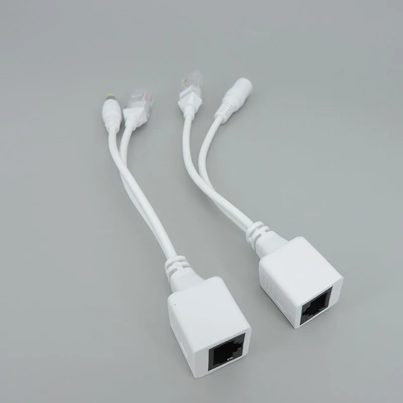 Cabo Adaptador Ethernet de Alimentação Passiva, Divisor POE, Módulo de Abastecimento do Injector, Branco, Preto, RJ45, DC, 12-48V, IP, CCTV, Camea