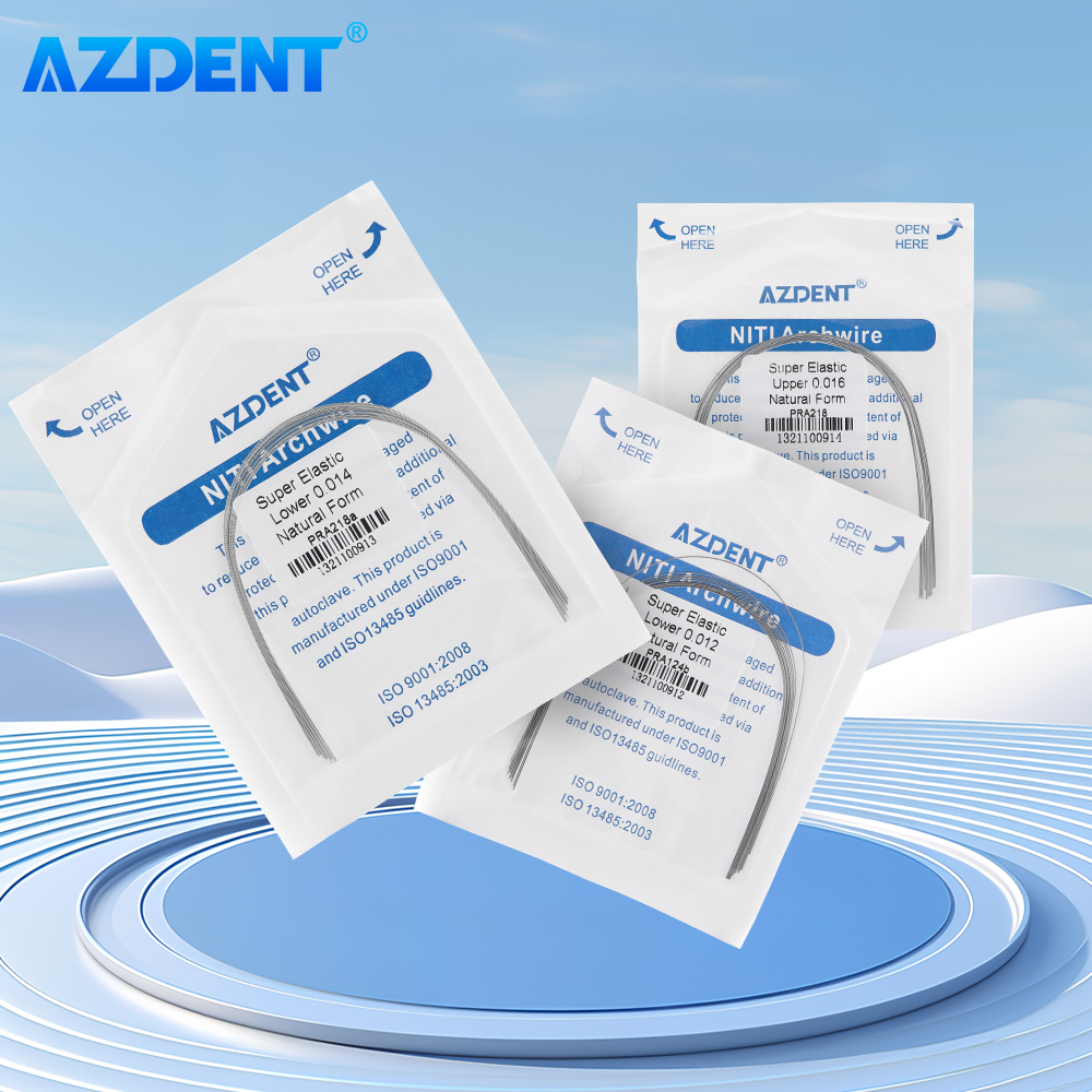 AZDENT 10 パック歯科矯正アーチワイヤー超弾性 Niti ニッケルチタンラウンド長方形アーチワイヤー自然フォーム