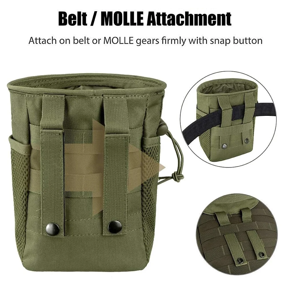 Molle 덤프 파우치, 사냥 잡지 복구 파우치 Drastring 탄약 가방 벨트 허리 화니 팩 조절 가능한 홀스터 백
