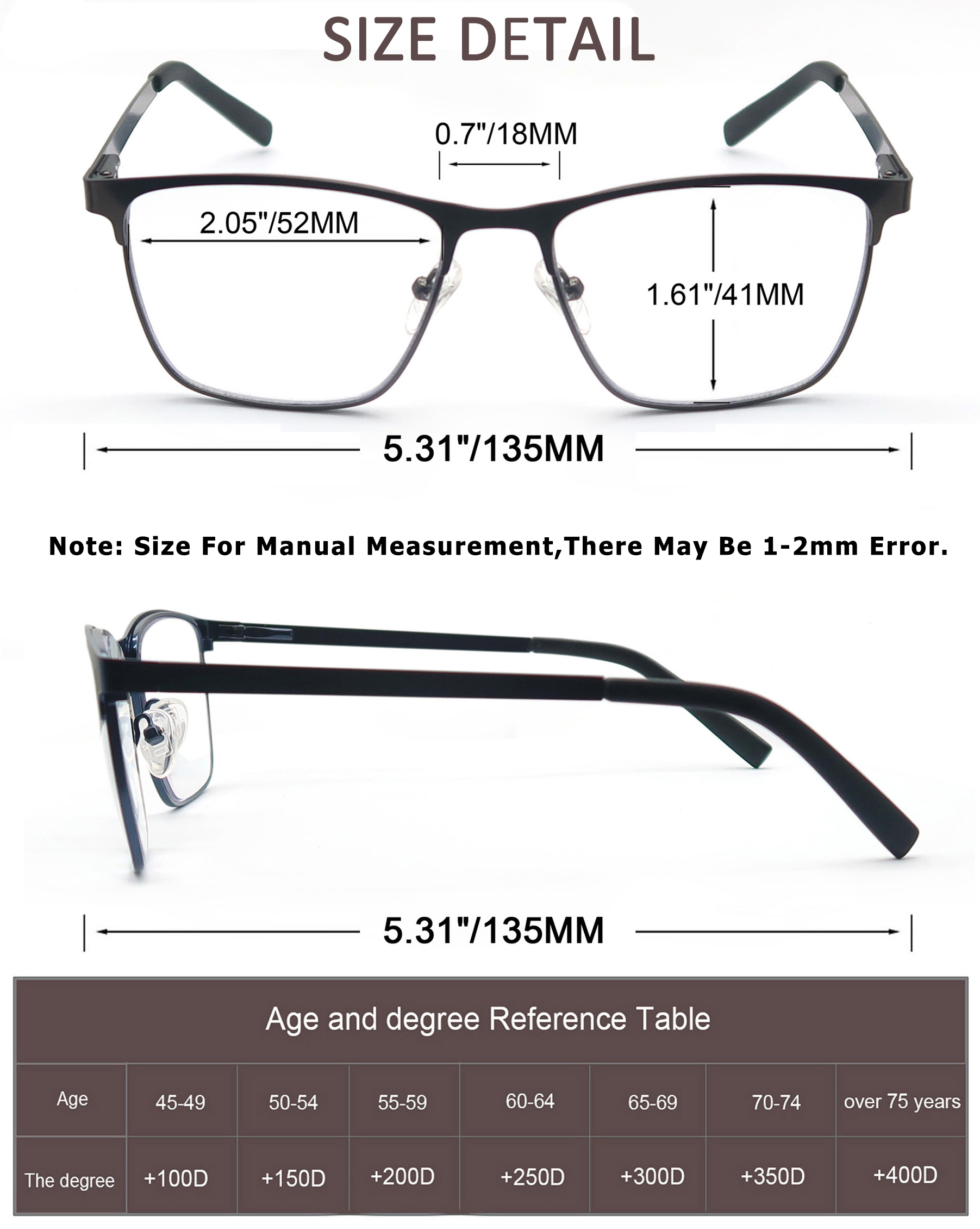 Modfans синий свет очки для чтения для мужчин металлическая оправа для чтения журналов лупа линзы для пресбиопии очки диоптрии + 0,75 ~ 4,0