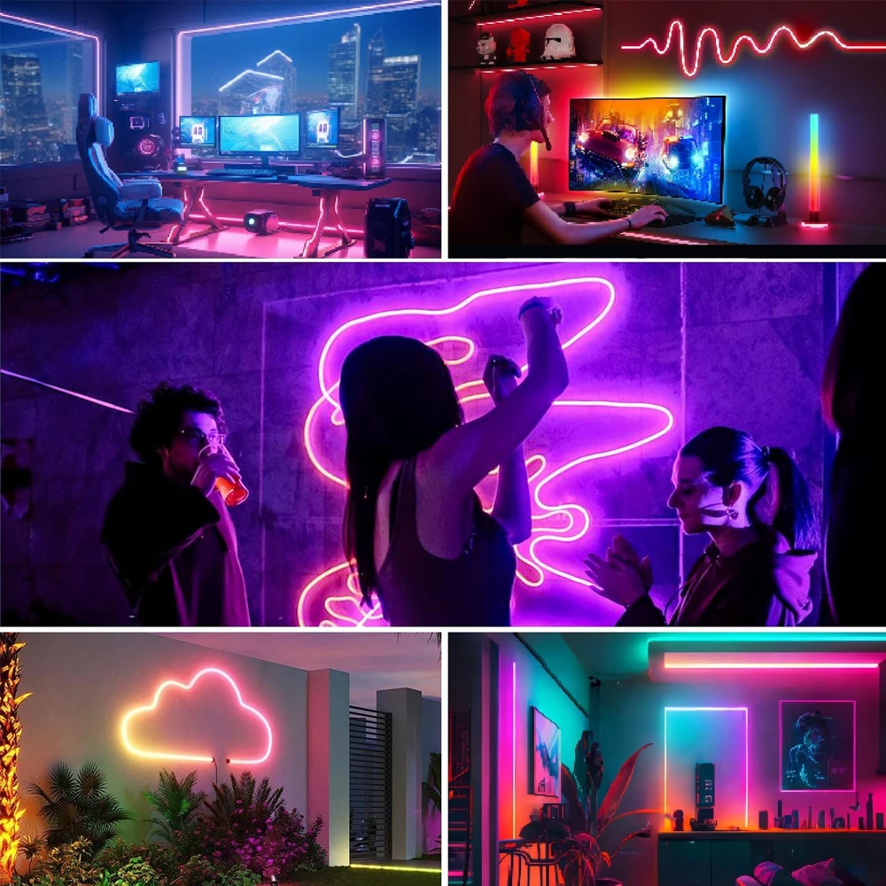 RGB Neon Strip Light,5V USB Waterproof Flexible Ribbon Tape Neon Lights,1M 2M 3M 5M,With Bluetooth Remote Control For Home Decor