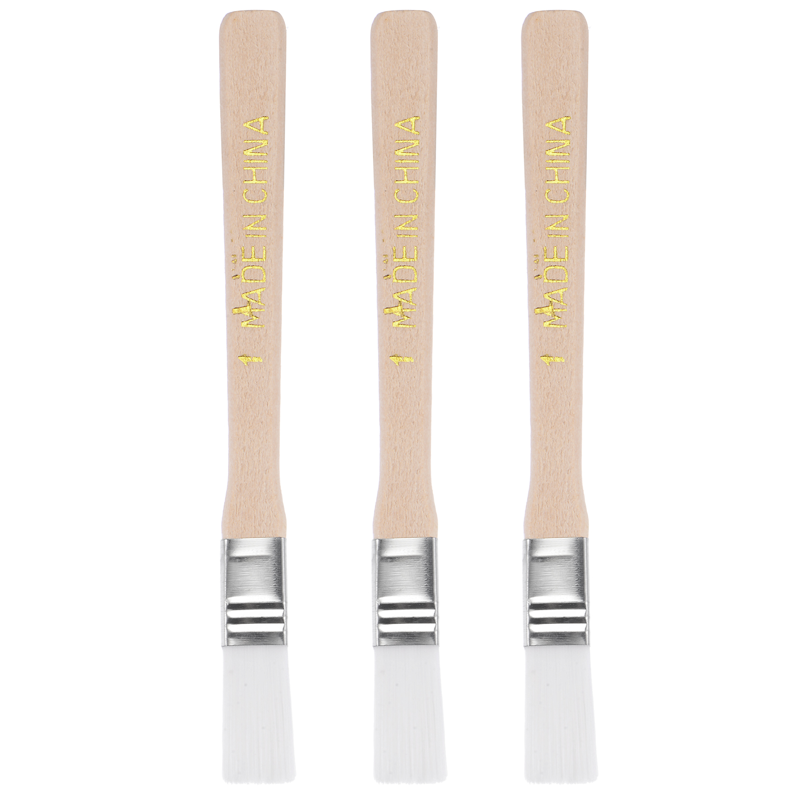 Uxcell 3 шт. 5-дюймовая кисть шириной 0,47 дюйма, мягкая нейлоновая щетина с деревянной ручкой для стен, шкафов, заборов, белого цвета