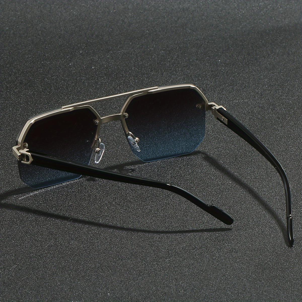 Lunettes carrées surdimensionnées sans bords, rétro Punk, Double pont, monture métallique, pour hommes et femmes, vacances en plein air, voyage, conduite, 1 pièce