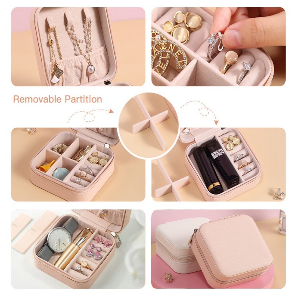 Portable Mini Jewelry Storage Box Earrings Necklace Ring Jewelry Organizer Display Travel Organizer Jewelry Leather Storage Case