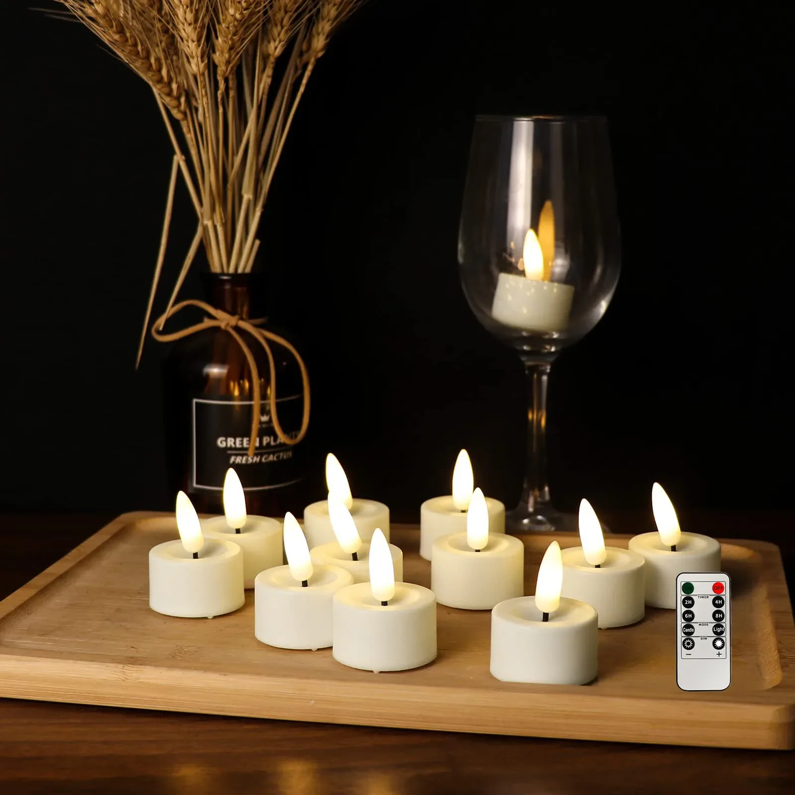 Led Flameless 깜박이는 배터리 작동 차 조명 양초 원격 봉헌 양초 발렌타인 데이 웨딩 크리스마스 장식