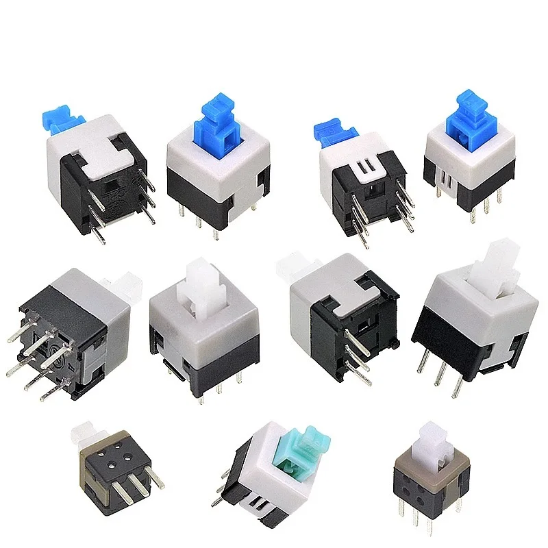 Interruttore Non autobloccante/interruttore autobloccante 5.8x5.8 7x7 8x8 8.5 x8.5mm microinterruttore di alimentazione tattile a pressione interruttore a pulsante a 6 Pin