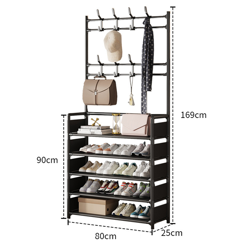 2025 New Shoe Rack With Hanging Hooks Space Saving Storage Organizer For Shoes Coats Hats Closet Clothes Hanger Home Shoes Shelf