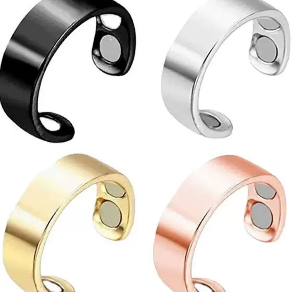 Anel magnético de aço de titânio único e duplo ímã anel de descompressão ímã saudável controle de lipídios ajuda ao sono