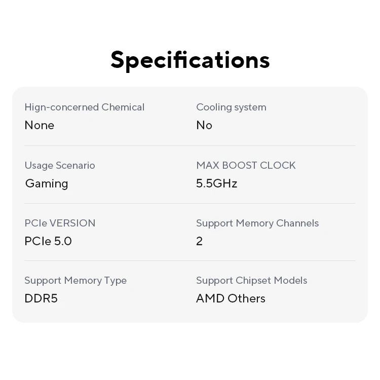New AMD Ryzen 7 9700X Processor R7 9700X 5.5GHz 8-Core 16-Thread 40MB Game Cache 4NM TDP 65W Socket AM5 Gaming CPU Zen 5 No Fan