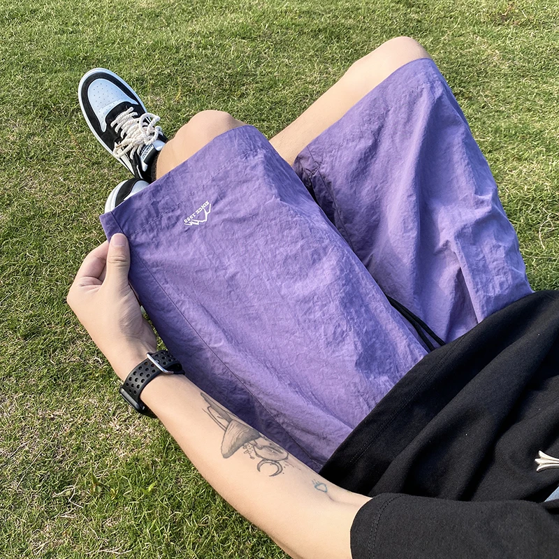 Calções masculinos calças verão casual shorts calças com cordão macacão all-match coreano simples calças largas tendência moda masculina