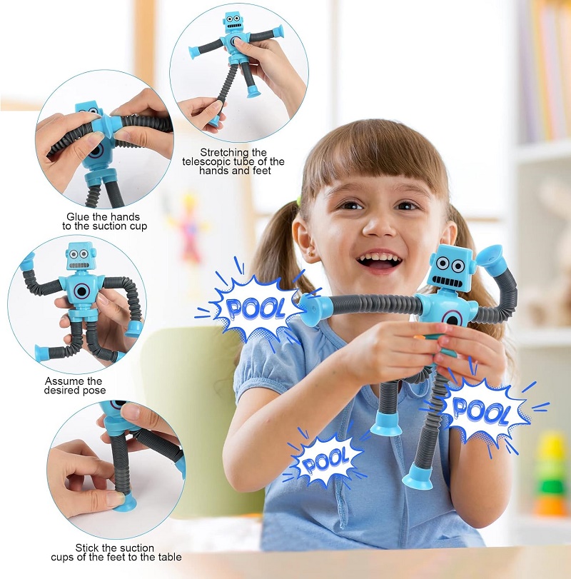 Fidget ของเล่นเด็ก Telescopic ดูดถ้วยหุ่นยนต์ของเล่น Sensory ของเล่นออทิสติก Pop หลอด Antistress สําหรับเด็กรูปร่างเปลี่ยนเกม