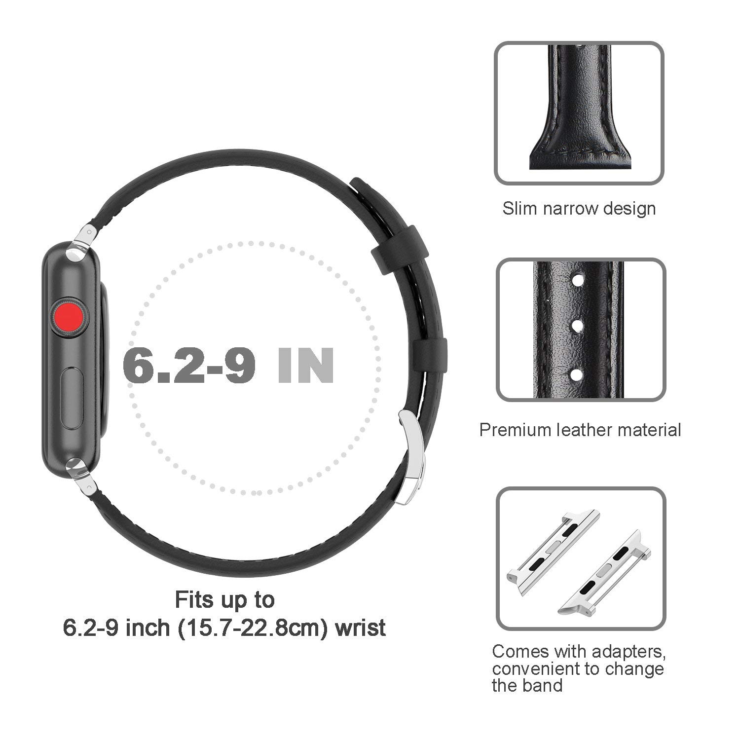 Women Silm Strap PU Leather Watch Band For Apple Watch series 9/8/7/6/se/1/2/3 42mm 38mm Thin Bracelet strap for iwatch 4 5 41mm