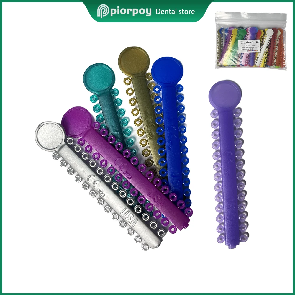 Piorpoy laços de ligadura elástica ortodôntica dentária/40 varas faixas coloridas para suportes de odontologia aparelho ortopédico tratamento mate