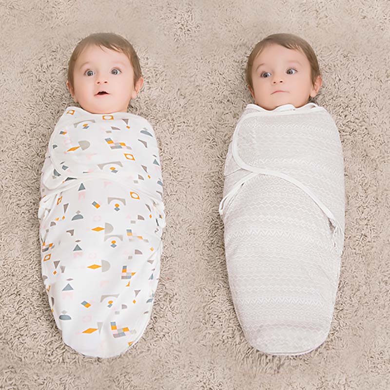 Baby Blanket Hat Set Cartoon Printed Cotton Newborn Swaddle Adjustable Infant Sleeping Swaddle Wraps All Seasons 0-6 Months