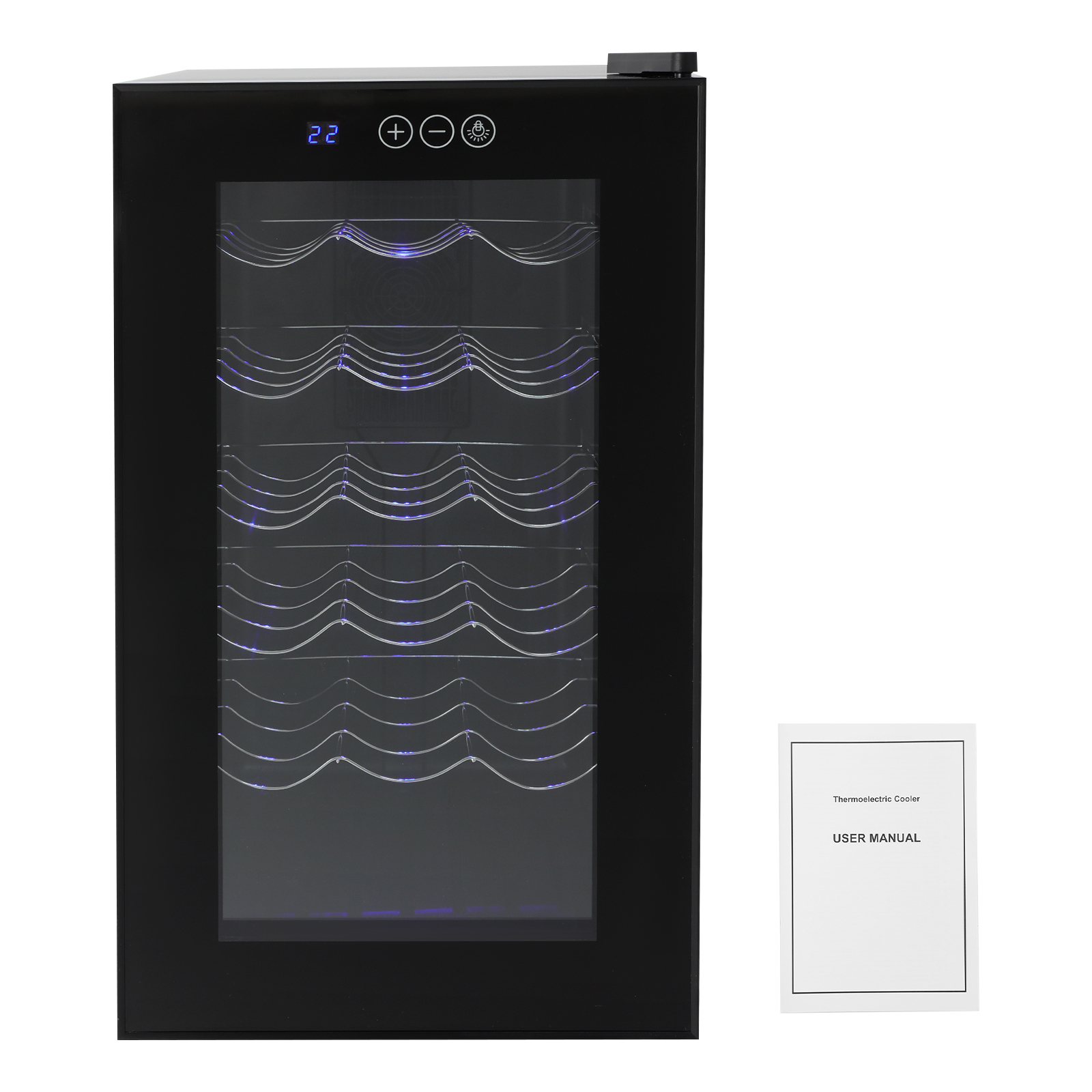 Bymaocar Weinkühlschrank, 18 Flaschen, elektronischer Rotweinschrank, Aufbewahrung, Rotwein, Champagner, Schwarz, 46 l, 220 V-240 V, 55 W