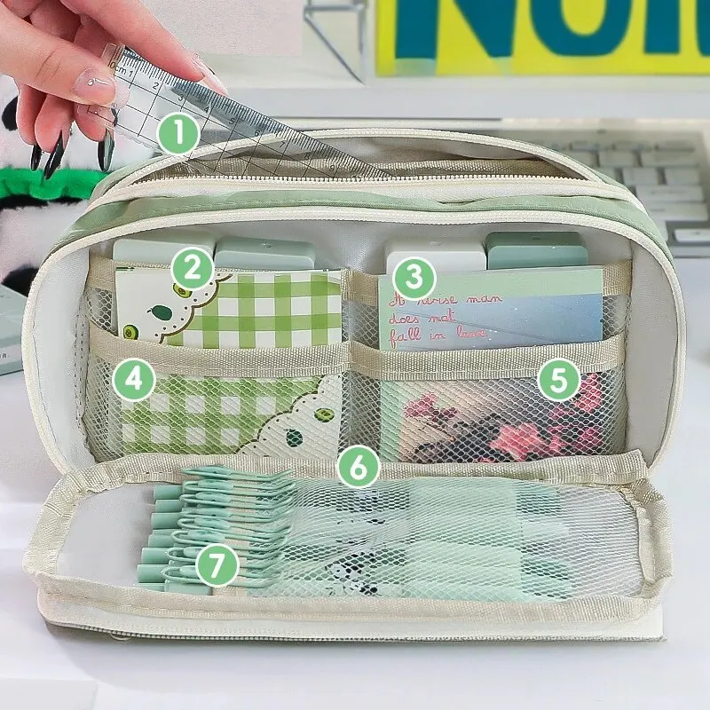 Estuche de lápices de gran capacidad de 9 capas con compartimento transparente y tapa de botón magnético para recuperación