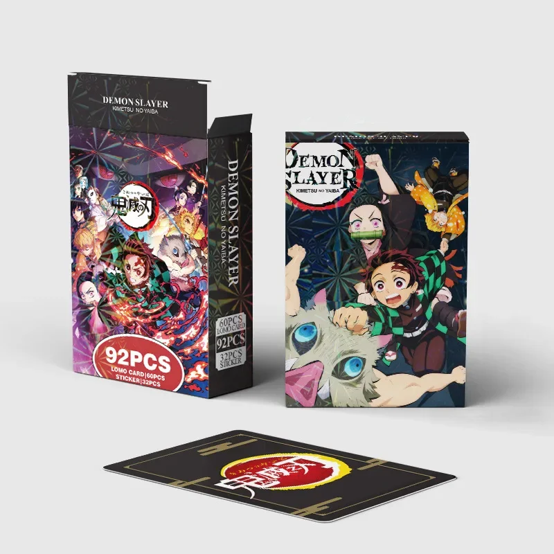 92pcs/set Demon Slayer LOMO Cards and Stickers High quality HD Double Side Print Photocards