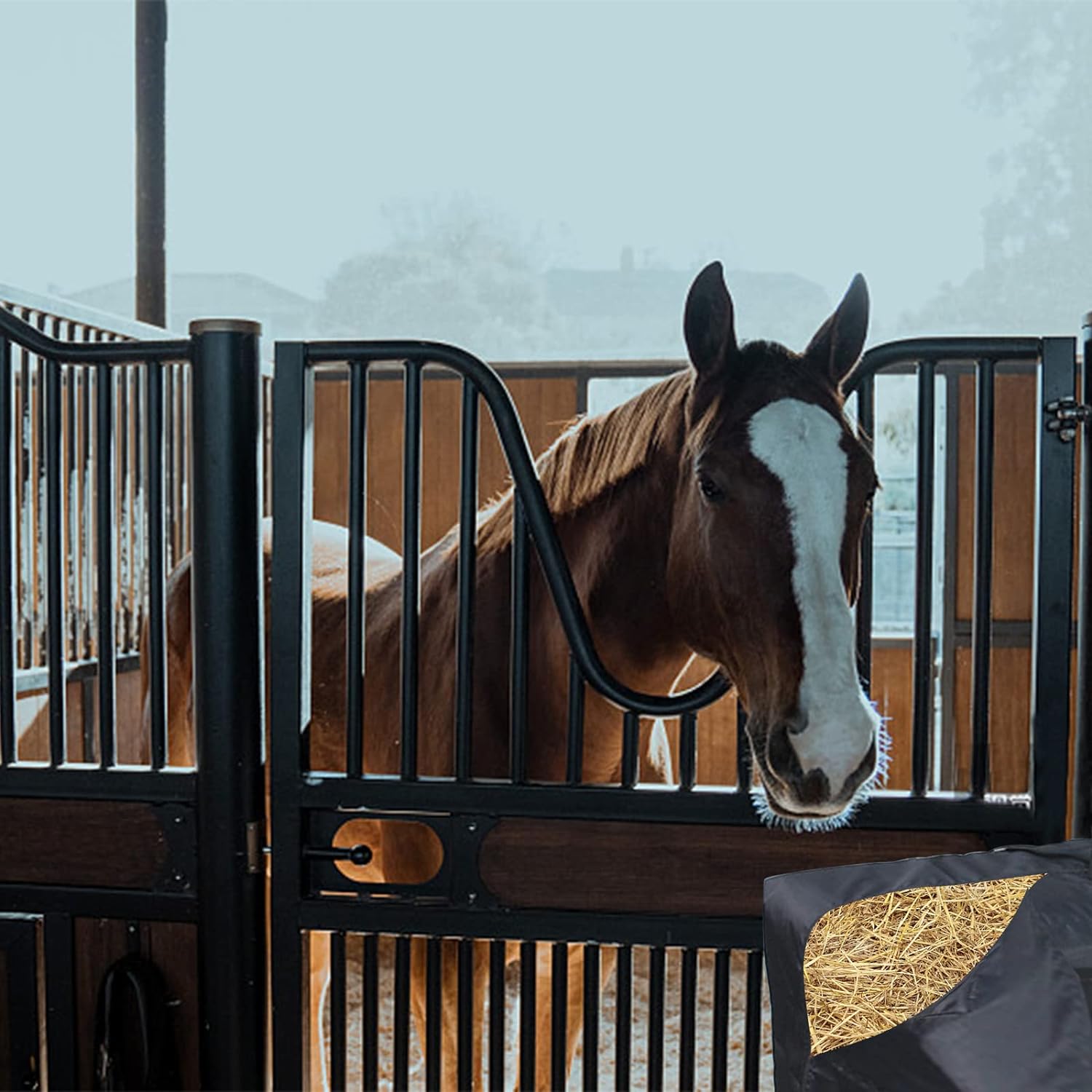 Bolsa de almacenamiento de pacas de heno de caballo, bolso de mano plegable impermeable con cremallera para caballos y cabras