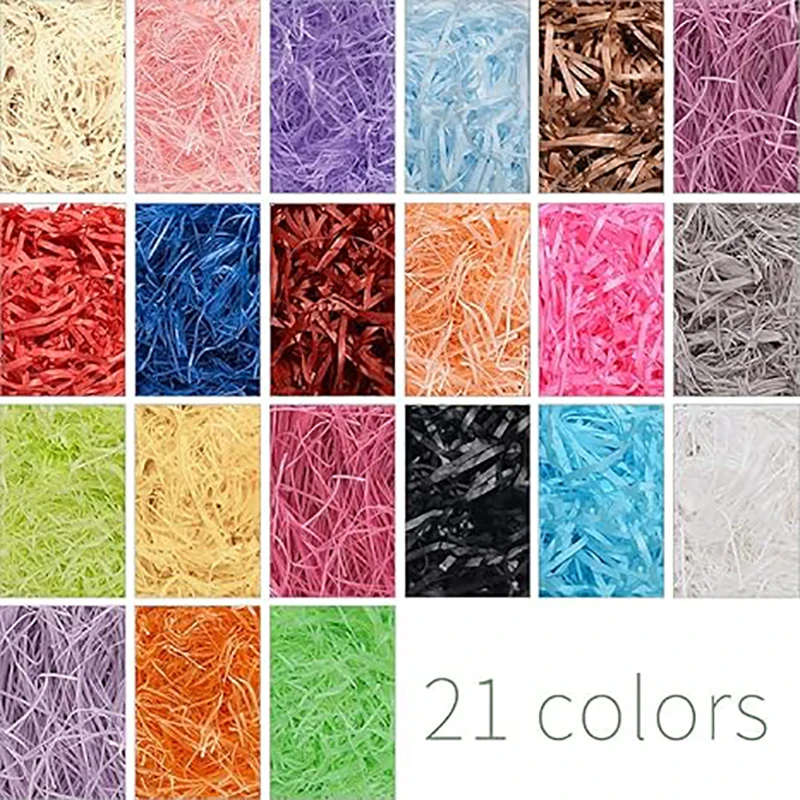 100-20g Multicolored Raffia Paper Shreds & Strands Shredded Crinkle Confetti For DIY Gift Box Wrapping & Basket Filling
