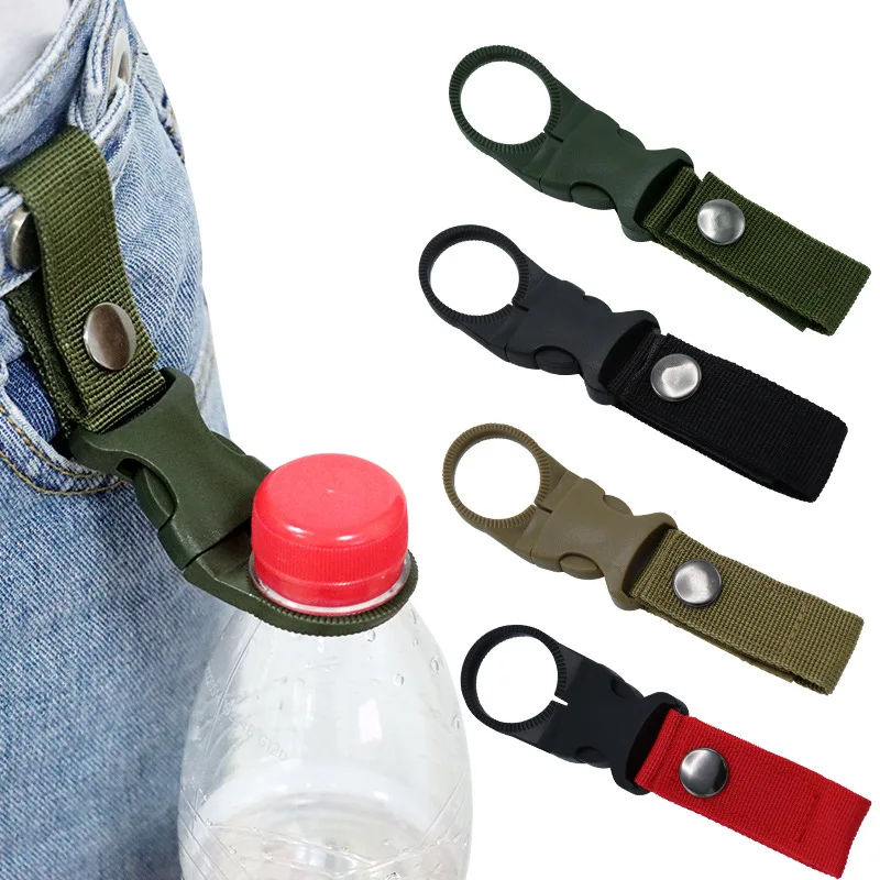 Porta bottiglia d'acqua in tessuto Moschettone da arrampicata Cintura Zaino Gancio Ganci Clip Bottiglia d'acqua multifunzione Clip per gancio con fibbia in nylon