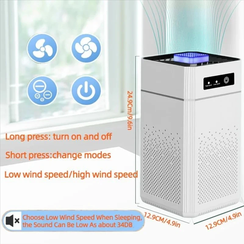 Purificador de ar portátil usb com filtro de odor de fumaça aromaterap com filtro substituível para casa carro cozinha