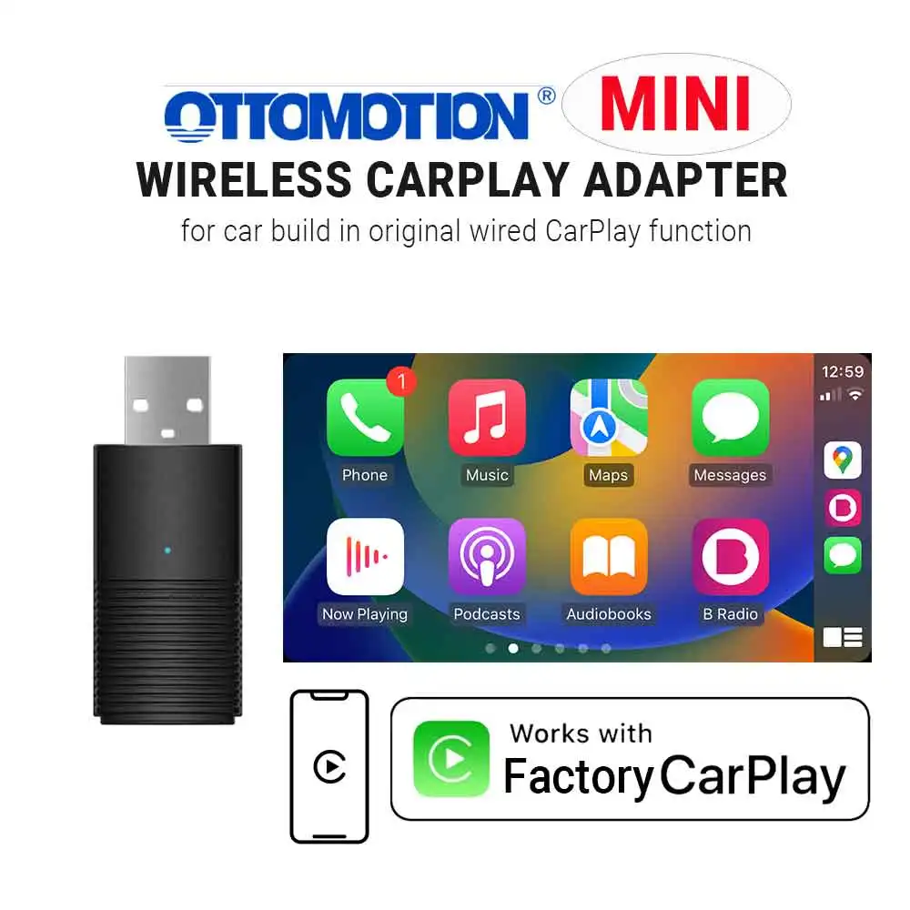 Ottomotion MINI adaptador CarPlay inalámbrico para iPhone pegatina USB accesorios de coche para Hyundai VW Mazda Toyota Kia Ford Chery