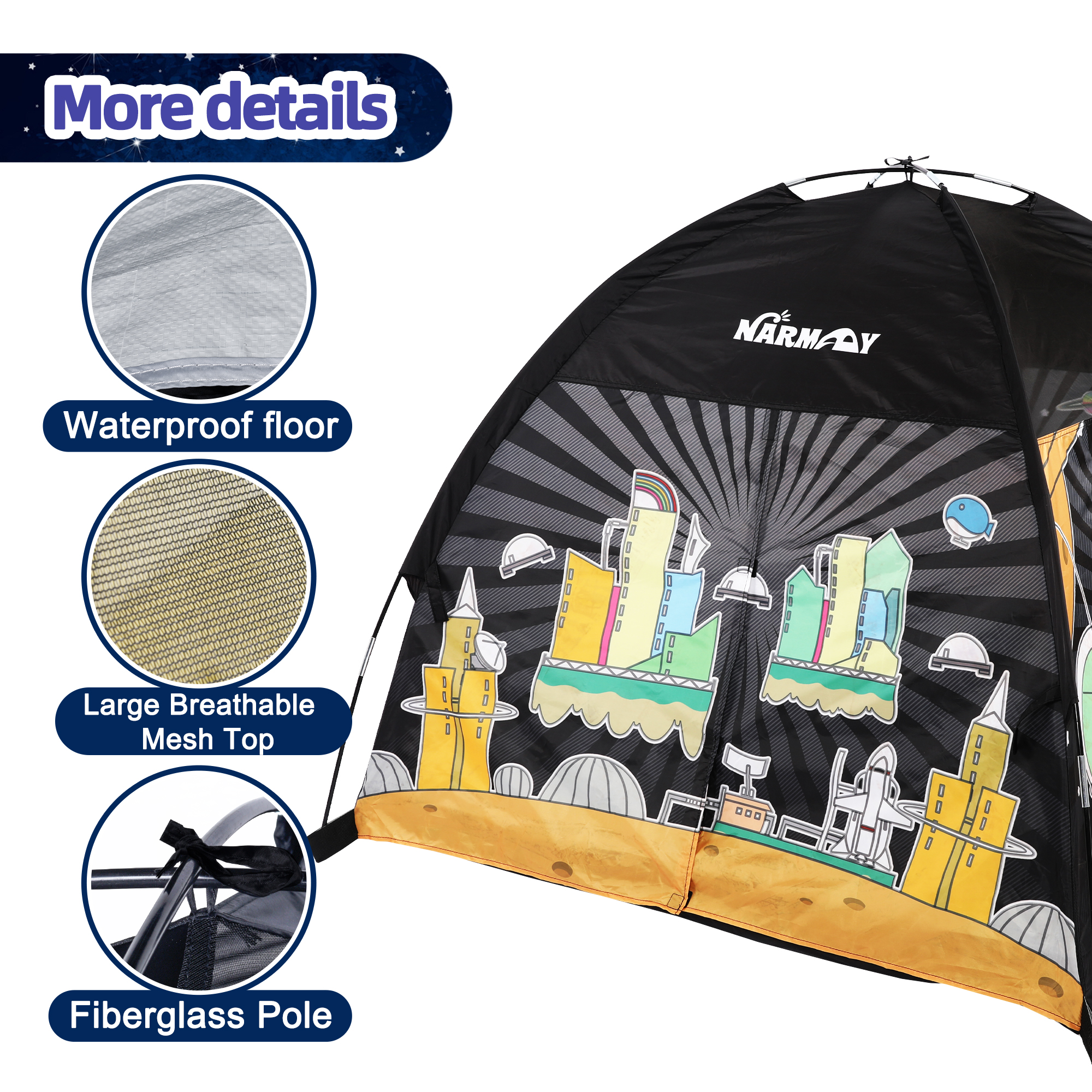 NARMAY 놀이 텐트 어린이를 위한 공간 세계 돔 텐트 실내/실외 재미 - 122 x 122 x 102 cm