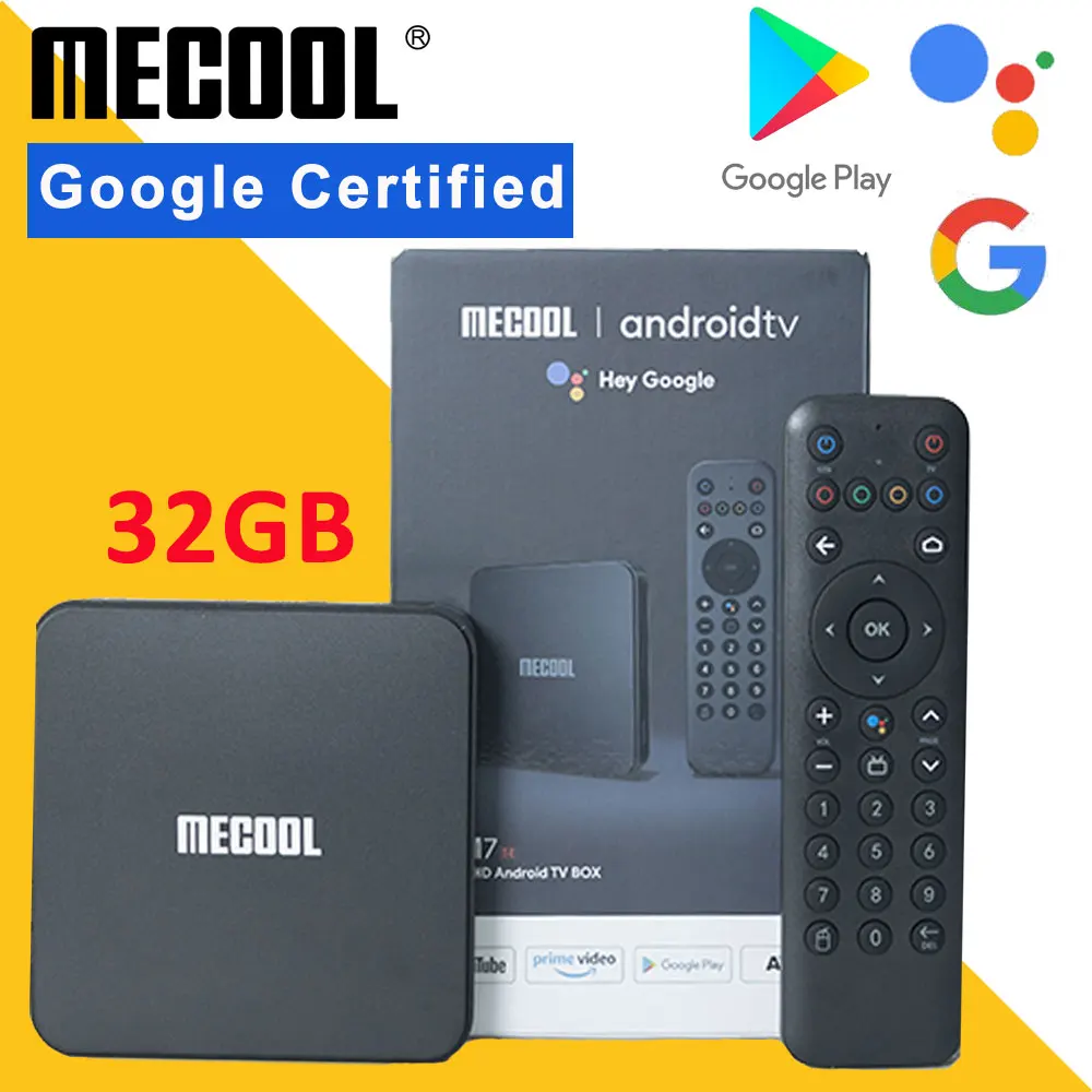 MECOOL KM7 SE 2GB 32GB Android TV BOX Amlogic AV1 Certificado Google Chromecast Ebraico Portugués Control de Voz Versión Global DDP
