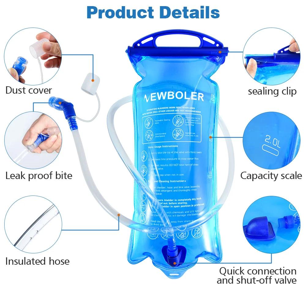 1.5L 2L 3L Torba na wodę Plecak sportowy Torba na wodę do jazdy na rowerze Przenośna torba na wodę do picia na zewnątrz klasy spożywczej Torba na wodę kempingową
