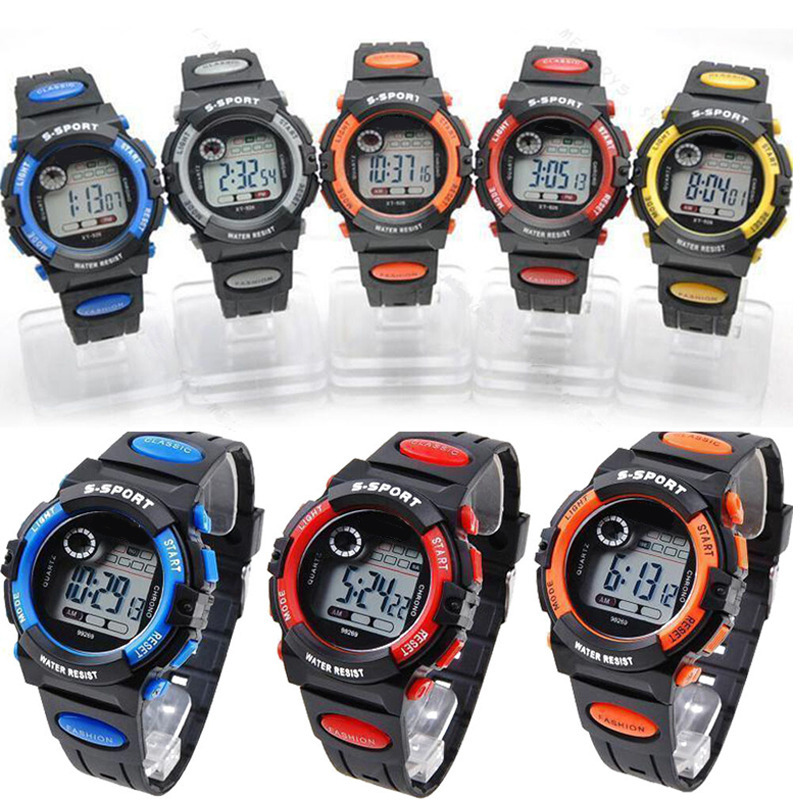 Детские цифровые часы, светодиодные водонепроницаемые светящиеся спортивные силиконовые ремешки, детские многофункциональные будильники для мальчиков и девочек, секундомер, часы-календарь