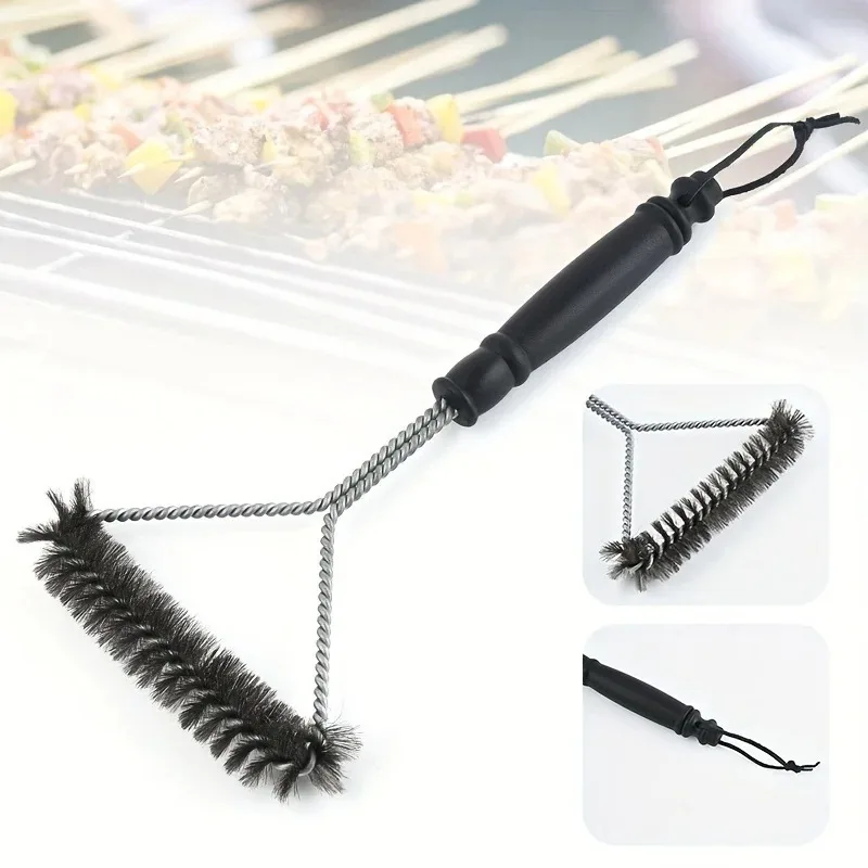 Escova para churrasco, ferramenta de limpeza, acessórios para grelha, cerdas de aço inoxidável, escovas de limpeza antiaderentes, acessórios para churrasco