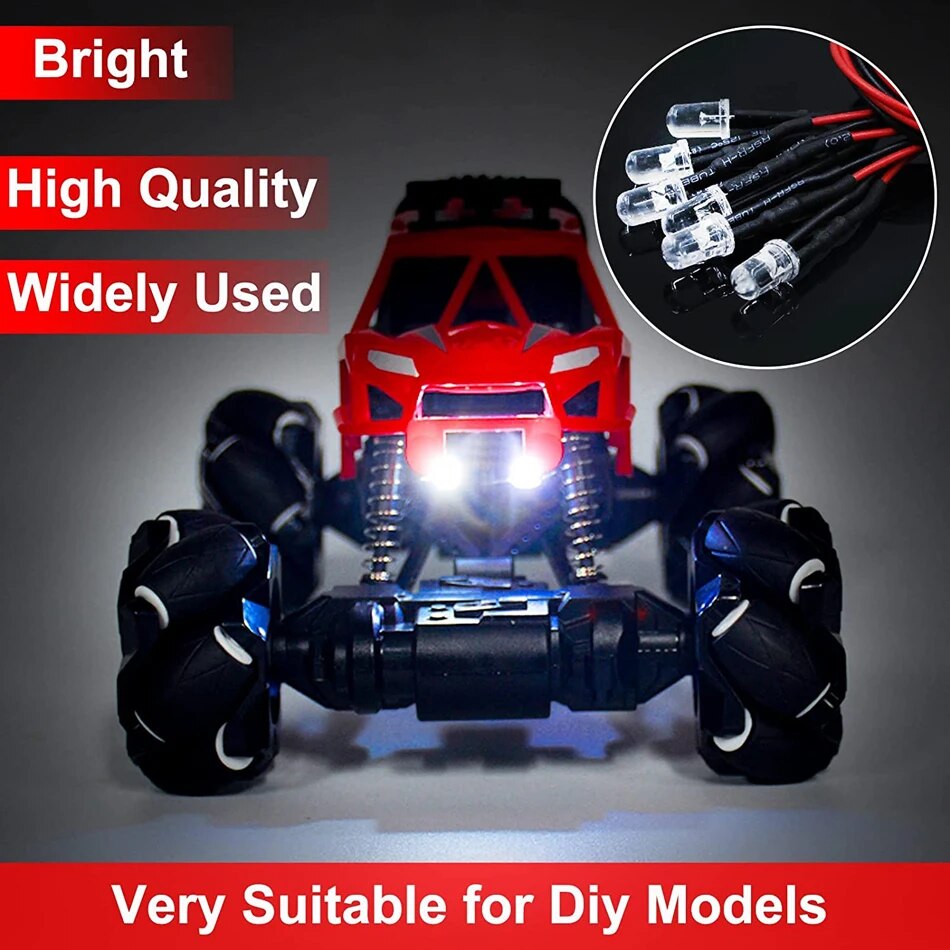 50pcs 12V 5 มม.ไฟ LED ไดโอด 7.9 นิ้ว Pre Wired 5 สี X 10pcs ชุดสารพันสีขาวสีแดงสีเขียวสีฟ้าสีเหลือง warm-White Emitting