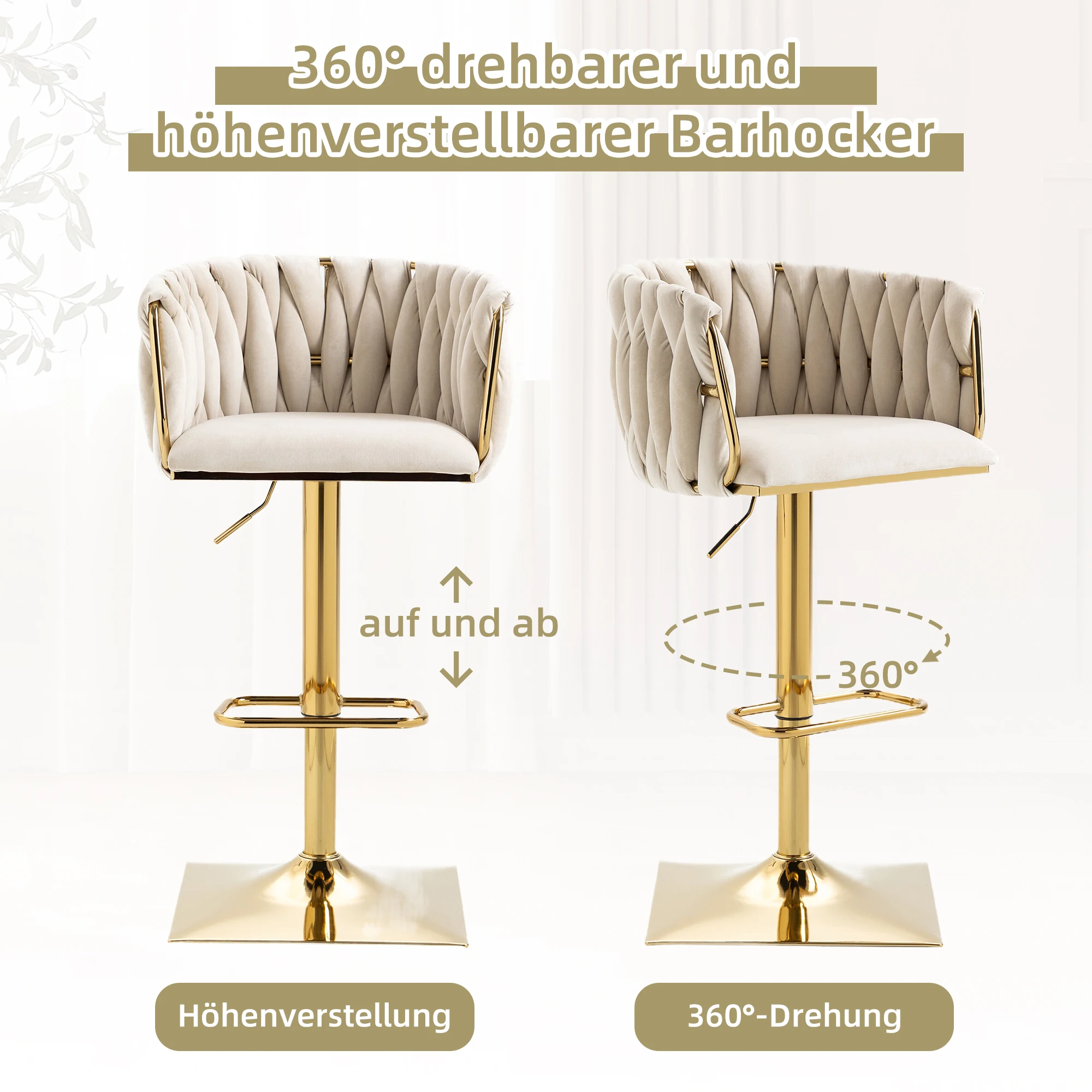LVHOM Tabourets de bar modernes avec repose-pieds, chaises de comptoir avec structure en métal, adaptés à l'îlot de cuisine, à la salle à manger, au bar