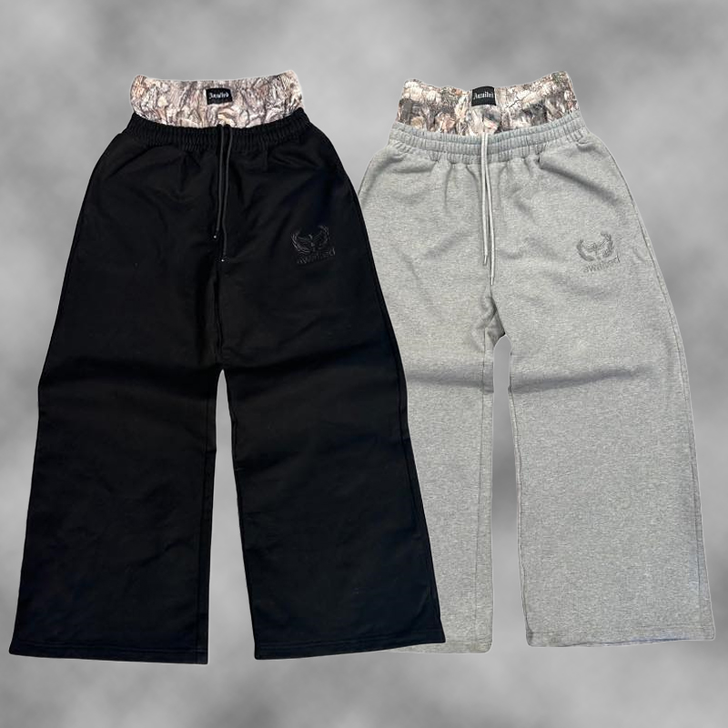 Y2k tendência sweatpants camuflagem padrão bordado streetwear roupas das mulheres dos homens retro camo calças largas unisex calças de perna larga