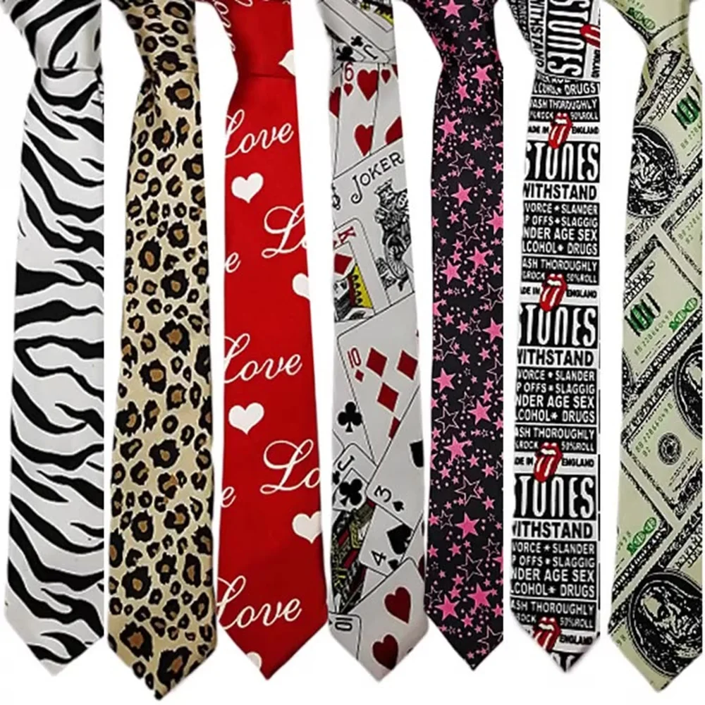 5CM Classic Musical Notes Printed Tie Silky Narrow Neckties Slim Smooth Piano Guitar Necktie Simple Trendy Unisex Ties Gift