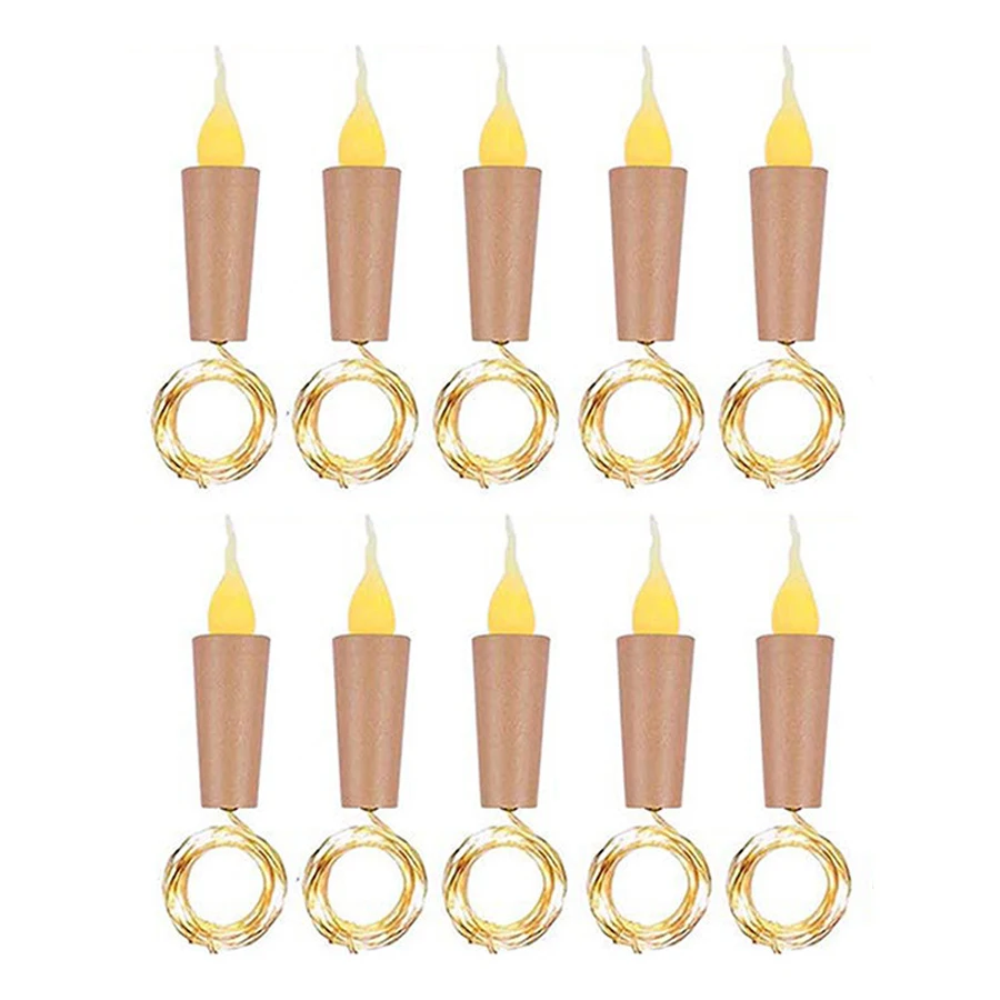 10 Stück flackernde Flamme Kerzen Weinflasche Licht 2m 20led DIY Flasche Kork Form Fee Licht Hochzeits feier Urlaub Girlande Dekor