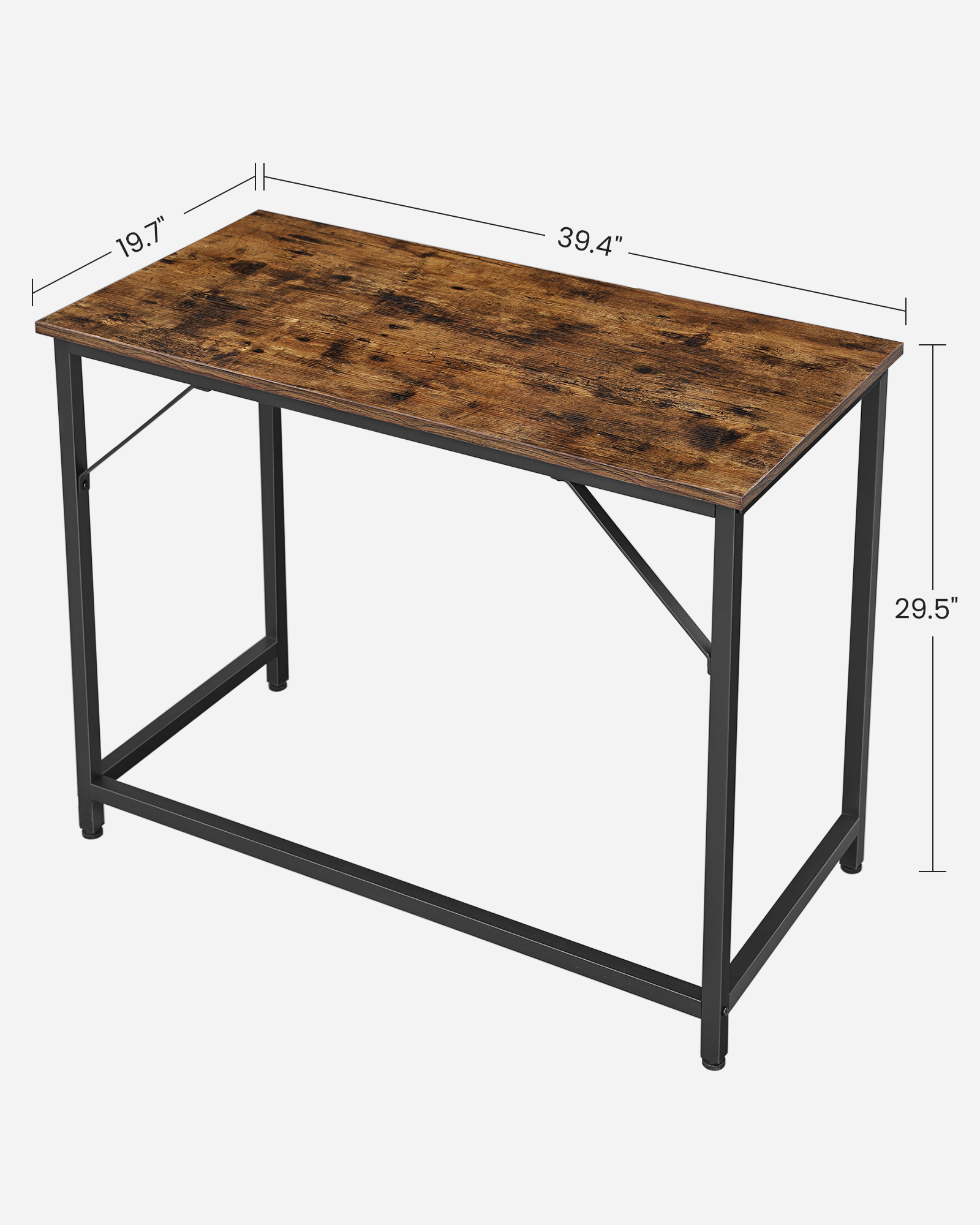 VASAGLE Bureau, Table, Poste de Travail, pour Bureau, Chambre, 50 x 100 x 76 cm, Style Industriel, Cadre en Métal