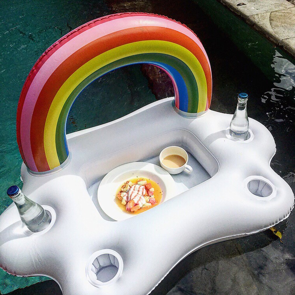 Sommerfest Eimer Regenbogen Wolke Getränke halter aufblasbare Pool Float Bier trinken Kühler Tisch Bar Tablett Strand Schwimm ring