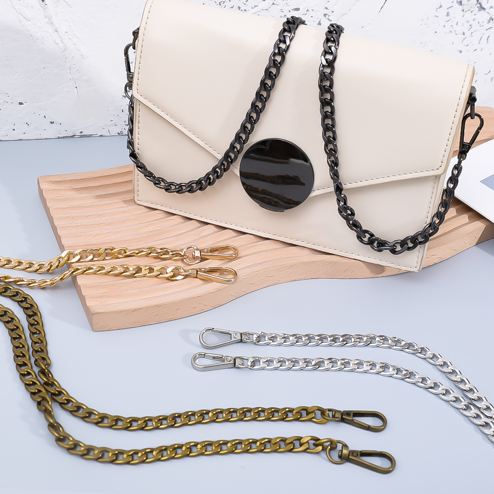 Cadena de Metal de 120cm, cadena de aluminio negra plateada dorada para hacer joyas, accesorios, cadena para bolso, correa, mango, cadenas de repuesto