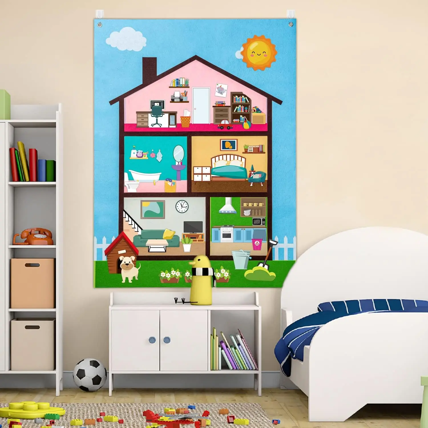 ฟาร์มสัตว์ Felt Story Busy Board 4 IN 1 ธีมการเล่าเรื่องฟาร์ม Sea Zoo รถการเรียนรู้ Interactive แขวนผนังของขวัญ