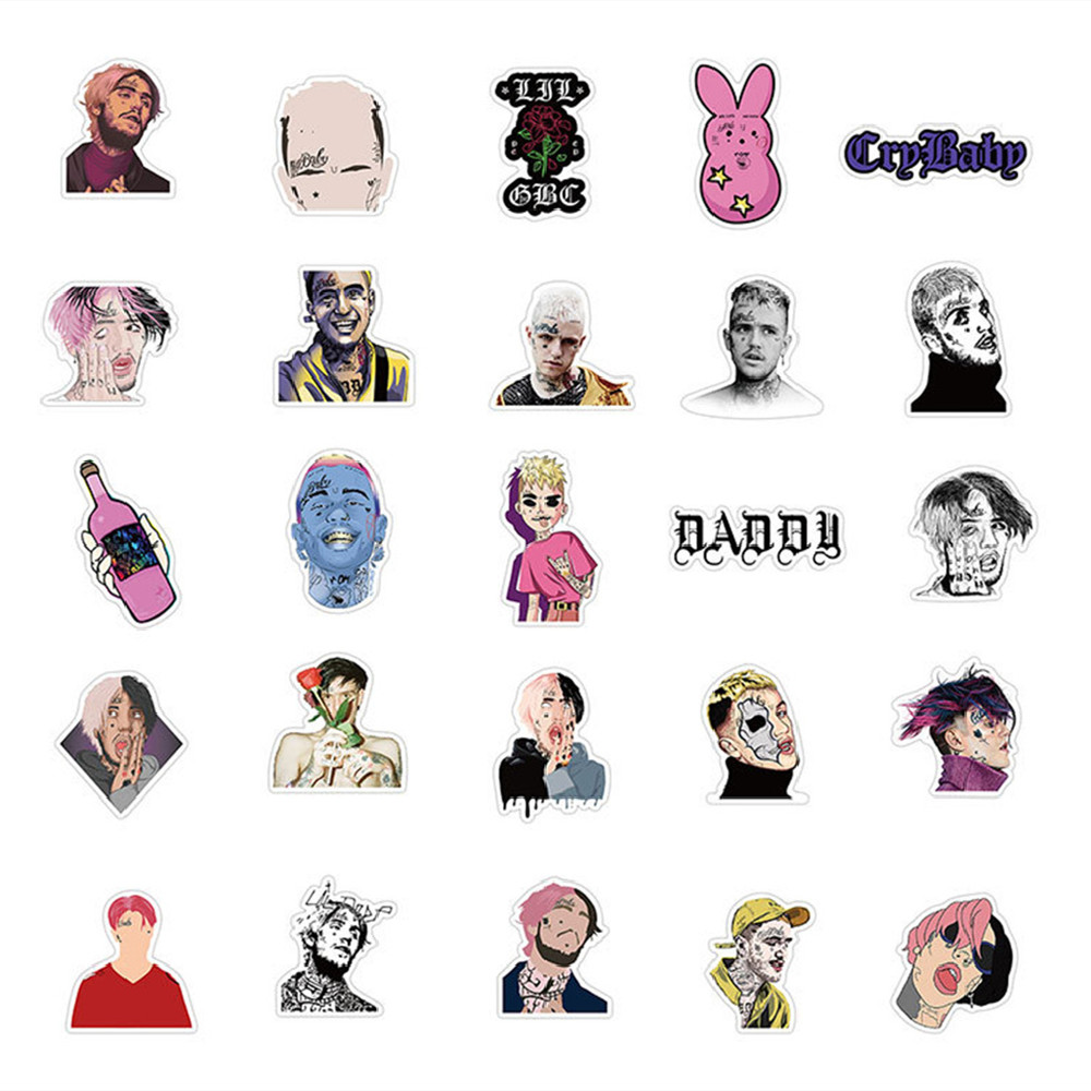 10/30/50 Con Rapper Lil Peep Cá Tính Đồ Bộ Miếng Dán Hành Lý Laptop Ván Trượt IPad Đàn Guitar Tặng Miếng Dán Cho Xe Hơi bán Buôn