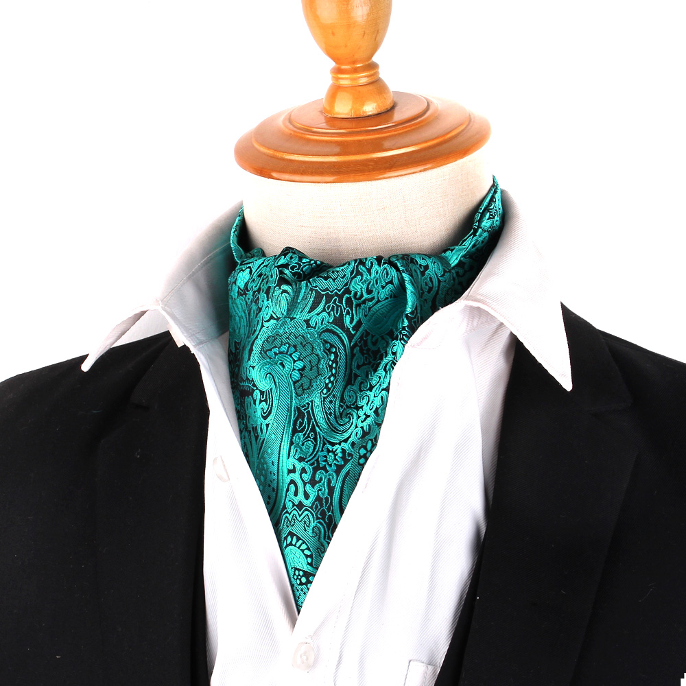 Ensemble cravate et carré de poche en forme de cajou pour hommes, cravate de mariage Ascot Scrunch, ensemble de mouchoirs et de cravate Paisley en Polyester doux britannique