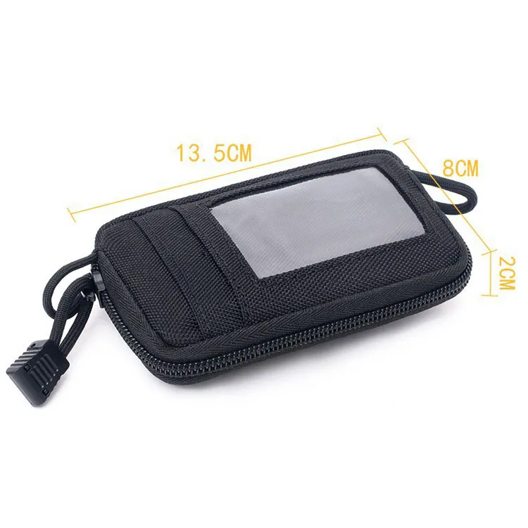Bolsa tática edc para chaves ao ar livre, carteira, porta-moedas com compartimentos para cartões, pacote com zíper, acampamento, bolsa de cintura à prova d'água